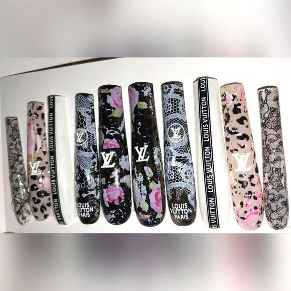 Hand crafted custom print 10pc 3xl acrylic press on nails sz Small - Picture 3 of 8